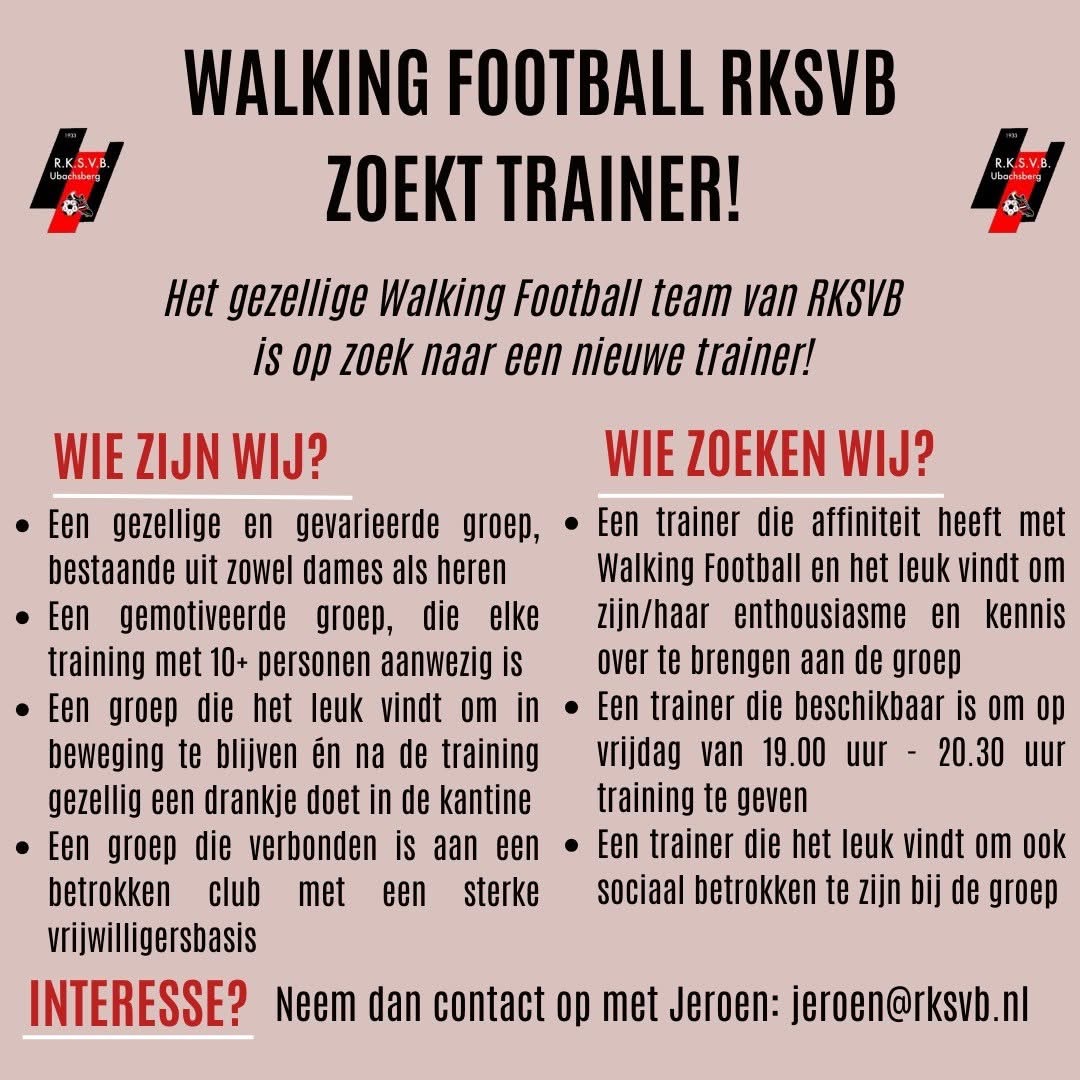 VACATURE TRAINER WALKING FOOTBALL ⚽️